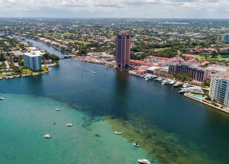 Aerial view of Lake Boca Raton and local waterways