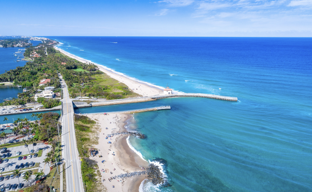 Aerial view of Boynton Beach Inlet and local waterways